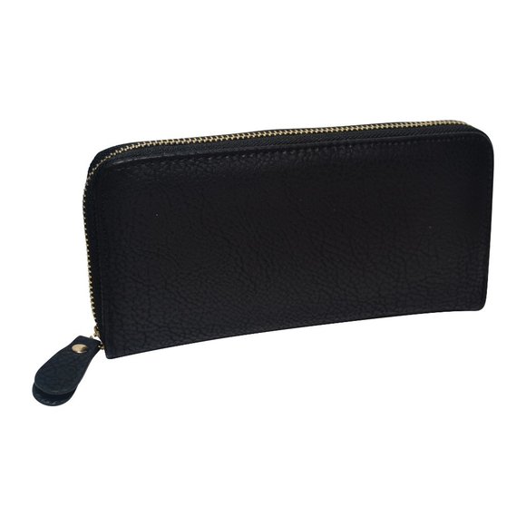 Handbags - Women's BLACK Zip Around Wallet Clutch Zipper Pocket Credit Card Organizer
